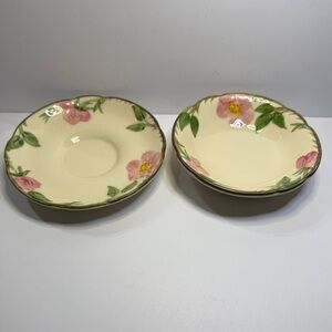 Vintage 50s Franciscan Desert Rose: One 5 1/4" Berry Bowl, One 5 3/4” Saucer